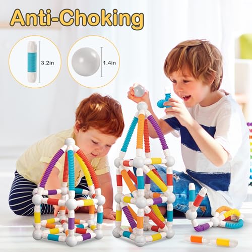 LONEEDY 48PCS Retractable Magnetic Sticks Building Toy Set-Flexible Magnetic Rods & Balls,Educational Building Blocks for 3+Kids (48PCS) - Image 7