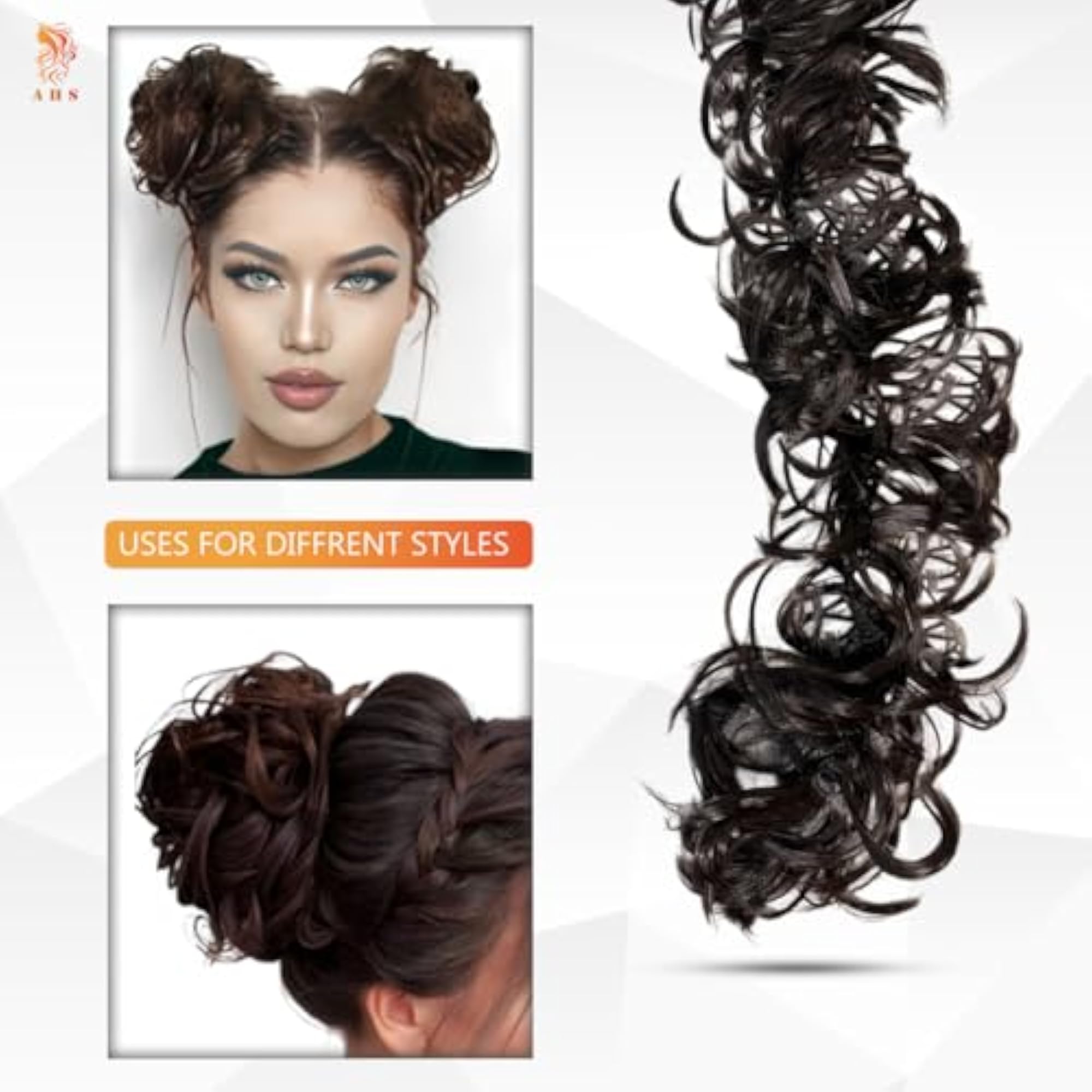 Messy Hair Frill Bun Extension Combo for Women