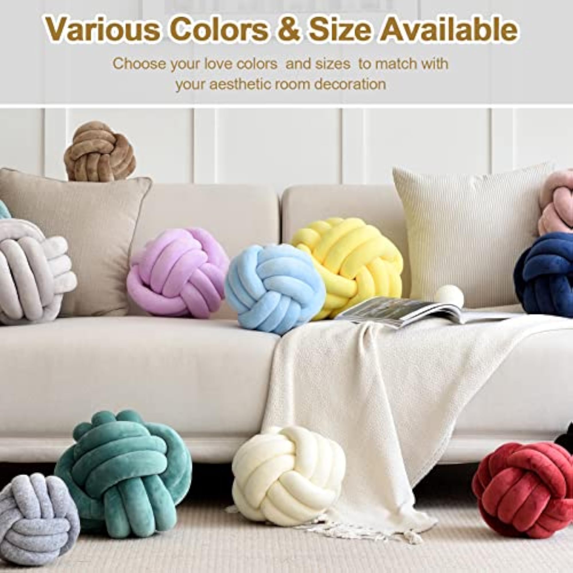 Soft Round Knotted Throw Pillow for Home Decor