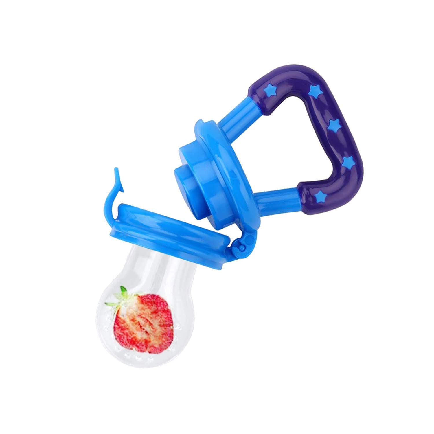 Chopchi Silicone Fruit Nibbler Pacifier 1 Pcs with 1 pcs Spoon Feeder Bottle for Infant Baby for 6+ Month Baby (2 Piece Combo Set-Blue) - Image 2 thumbnail