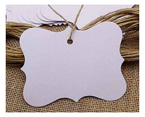 Étiquettes cadeau de mariage en kraft blanc et ficelle de jute naturelle