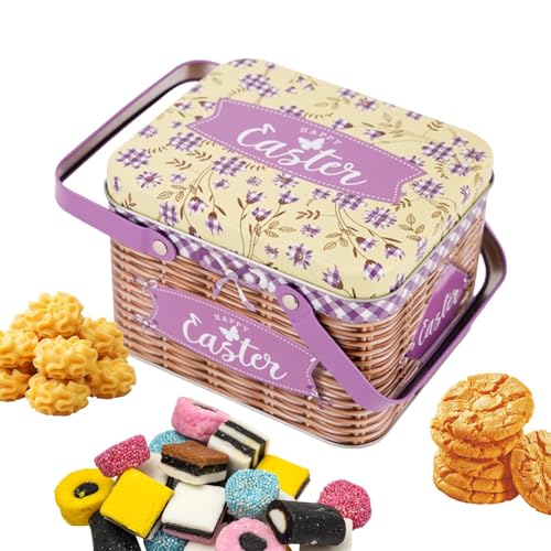 Generico Cestas de Pascua para niños - Caramelos metálicos con Tapa y asa, de Regalo de Pascua | para Bombones de, Regalos para Calcetines de, Dulces y Fechas