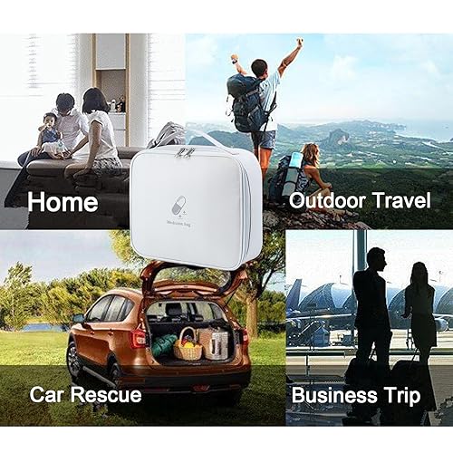 Image of Large First Aid Bag Empty, Portable Travel Pill Bag Double Zipper First Aid Pouch with Handle for Family Outdoors Hiking Camping Car Office Workplace (Gray)