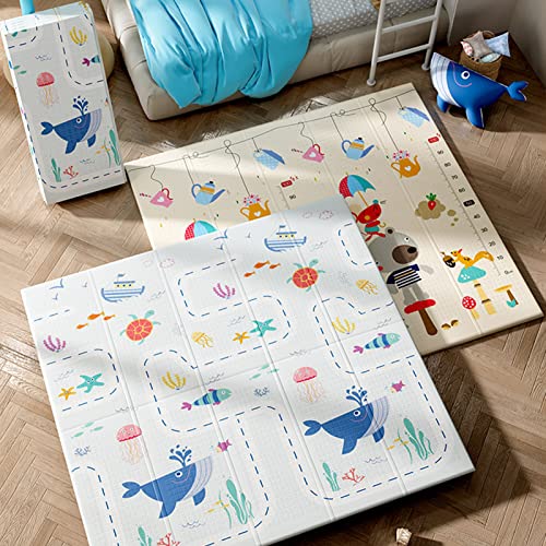 xinxin-homeベビープレイマット 折り畳み式 可愛い 厚手 ベビージム プレイマット ベビー用品 衝撃緩和 転倒防止 収納便利 室内遊具 おもちゃ 滑り止め ずれない 敷くマット 遊びマット 安全 無毒 無味 両面使用可 育児 汚れ防止 清掃簡単
