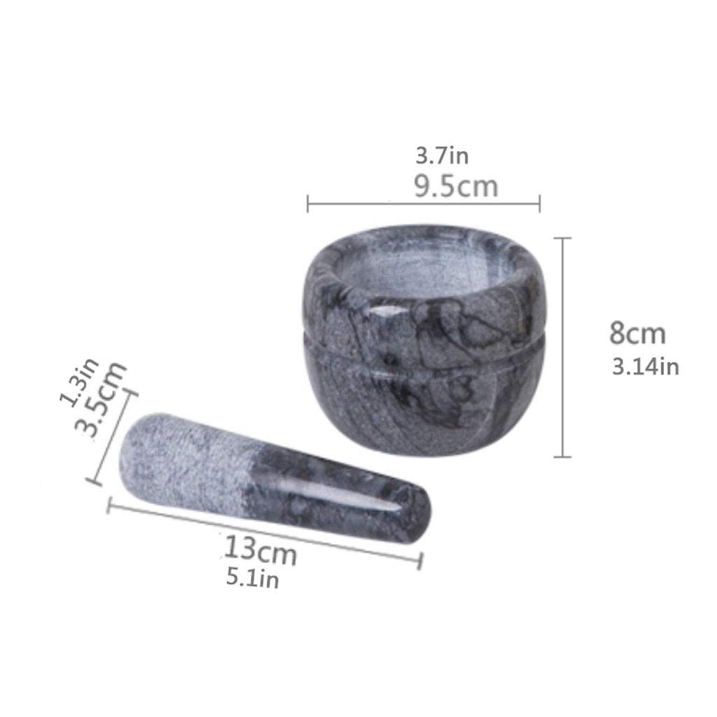 Juego de mortero y maja de mármol, molinillo de hierbas y especias, triturador de pastillas, soporte para cuenco de piedra de mármol macizo (blanco)