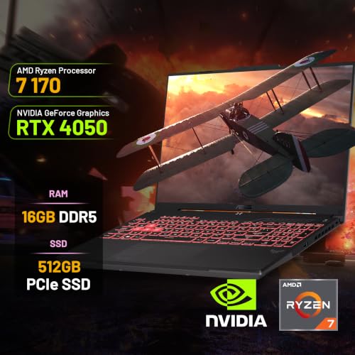 Image of ASUS TUF Gaming A16 16 inch WUXGA 144Hz Gaming Laptop, AMD Ryzen 7 170, GeForce RTX 4050, 16GB DDR5, 1.5TB Storage (512GB SSD+1TB Docking Station Set), RGB Backlit Keyboard, Wi-Fi 6, Win 11 Home, Gray