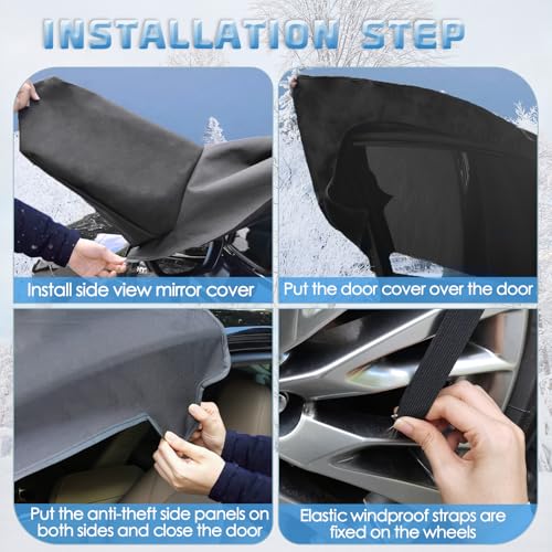 Image of Bilisin Car Snow Windshield Covers Compatible with Toyota Camry 2018-2023 for 600D Oxford Fabric, Magnetic Front Waterproof Hail Protector with Side Mirror Cover for Winter Protection Accessories