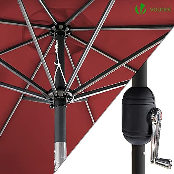 VOUNOT Parasol 270 cm met Zwengel, Knikbaar, Zonwering, UV-bescherming, Balkonscherm, Tuinscherm Marktscherm met Beschermhoes, Rood