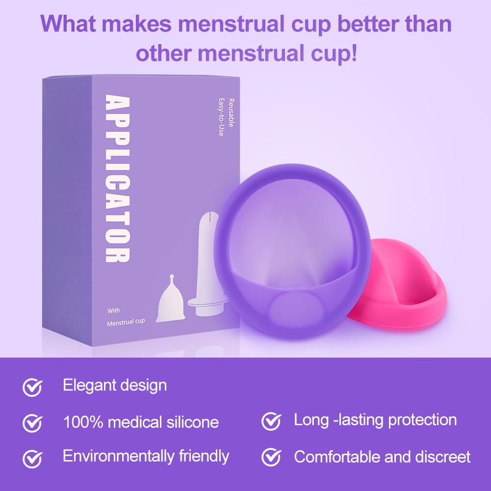 Dischi Periodici Riutilizzabile, 2 Pezzi Disco Mestruale(S+L), Coppa Mestruale in Silicone con Applicatore, Che Può Essere Facilmente Rimosso, per Donne Sport Attivi, Nuoto, a Prova di Perdite
