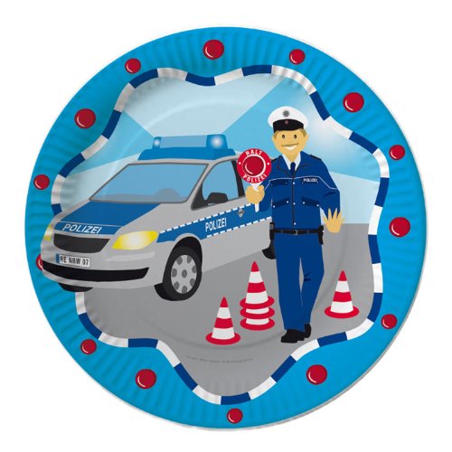 DH-Concept - 8 piatti con disegno polizia, 23 cm