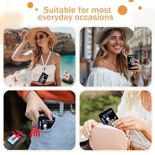 Image of Yonlevres Skeleton Credit Card Holder Slim RFID Wallet Women Small Funny | Front Pocket, Handy, RFID Blocking, Woman Girls Ladies Gifts, D-ring for Keychain,Thin Mini Card Case, ID Window, PU Leather