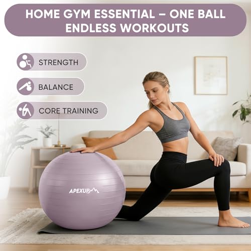 Image of APEXUP Yoga Ball, 660 lbs Anti-Burst Exercise Ball with Pump, 5 Sizes | Anti-Burst, Anti-Slip, SGS Certified, Strengthens Core, Improves Balance & Posture, Boosts Flexibility & Stability