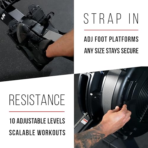 Image of Valor Fitness Air Rowing Machine - Full-Body Cardio Rower with Adjustable Resistance, LED Monitor, Wheels & Compact Foldable Design for Home Gym & High-Intensity Workouts