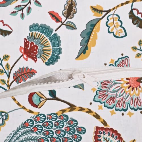 Image of Pure Cotton Quilted Cushion Cover 16x16 Inch | Anokhi Print Decorative Throw Pillow Cover | Soft Cotton Sofa Cushion Cover with Hidden Zipper | Living Room Bedroom Home Decor