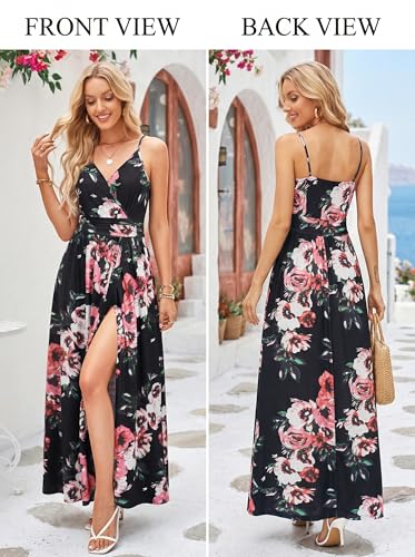 Image of Newshows Women's 2026 Lightweight Summer Wedding Guest Beach Vacation Casual V Neck Split Flowy Maxi Dress