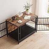 BORPHOM Dog Crate Furniture,38.98" Wooden Large Dog Crates Indoor,Heavy Duty Dog Cage for Large/Medium Dogs,Dog House with Removable Tray,Folding 2 door Crate,Side End Table,Rustic Brown - Image 4