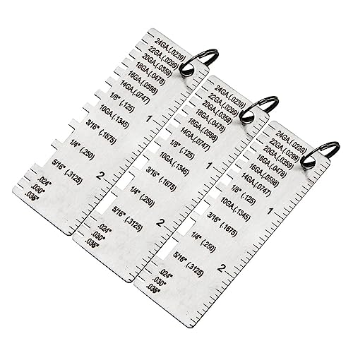 HOMOCONO 3pcs Metal Thickness Gauge Welding Accessories and Tools Welding Supplies Thickness Gauges Wire Gauge Measurement Tool Wire Gauge Measuring Tool Silver Stainless Steel