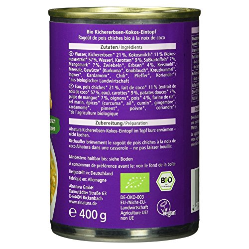 Alnatura Bio Kichererbsen Kokos-Eintopf, 400g