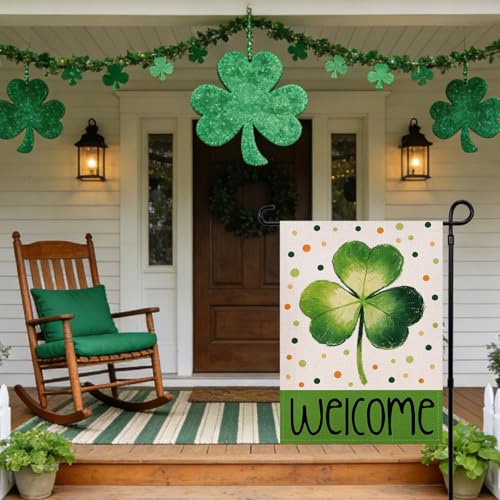 Drapeau de jardin trèfle Saint-Patrick extérieur 31,8x45,7 cm avec impression double face durable