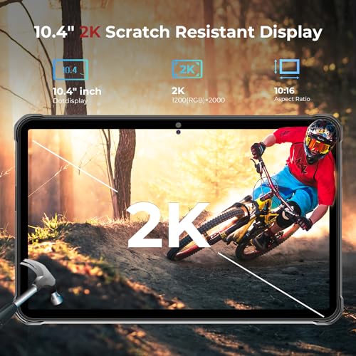 Image of HOTWAV R6 Ultra 2023 New 10.4 inch 2K Rugged Tablet Android 13,15600mAh 16GB+256GB (SD Up to 2TB) Outdoor Tablet,16MP+16MP, Octa-Core 4G Dual SIM 5G WiFi,IP68 GPS OTG BT5.0