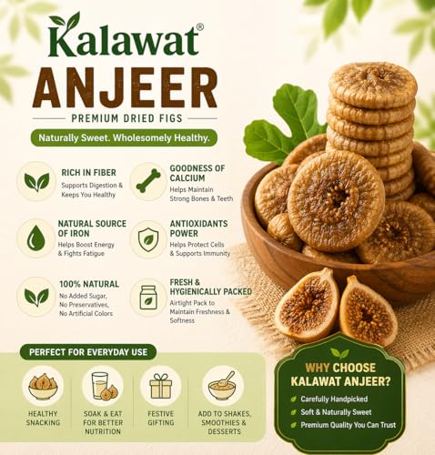 Image of Kalawat Premium Dried Anjeer Figs 900gm | Soft and Sweet Afghani Anjeer Anjir | Healthy Dry Fruits Snack | Rich in Iron Vitamins and Fibre | Low Fat Snack
