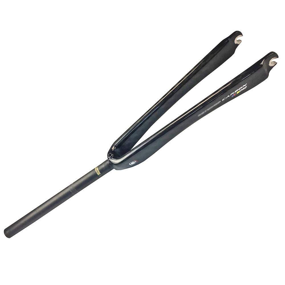 AZQOHMIS Bike Suspension Fork,700C Mountain Bike Front Fork Bicycle Front Fork, Carbon Fiber Hard Fork/Straight Tube/12k Gloss/Open Gear 100mm/Vbrake/Head Tube 28.6mm*300mm