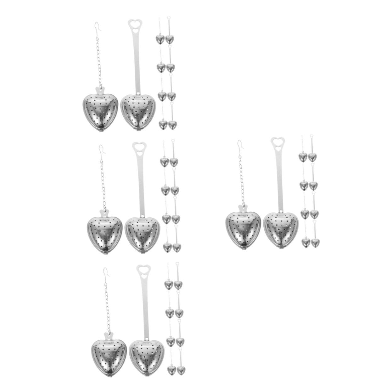 PRETYZOOM 40 Pièces Infuseur de thé pour à feuilles lâches filtre à thé en forme de coeur Passoire avec poignée Acier inoxydable