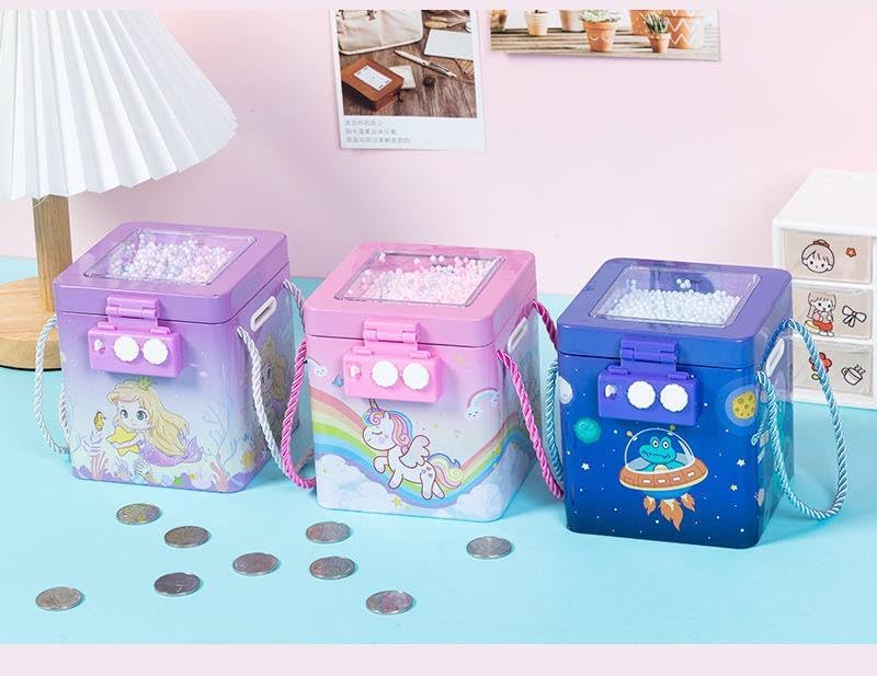 Image of Sajani Cute Cartoon Creative Portable Piggy Bank, Money Saving Box with Combination Lock, Mini Coin Bank Gifts for Boys and Girls, Best Return Gifts for Kids (Pack of 1) (Square)