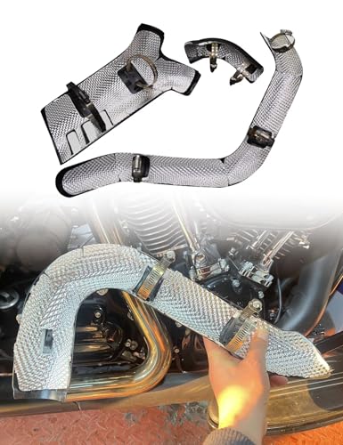 Image of Motorcycle Exhaust Pipe Heat Shield Liner Compatible with Harley 2017-2024 Road King Road Glide Street Glide Electra Glide Front Exhaust Pipe Heat Shield Liner