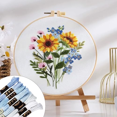 Image of 70 Yards 8 Skeins Gradient 6 Strands Light Sky Blue Variegated Cross Stitch Floss Polyester Embroidery Thread String Friendship Bracelets Threads Set for Hand Sewing Making Knitting Supply
