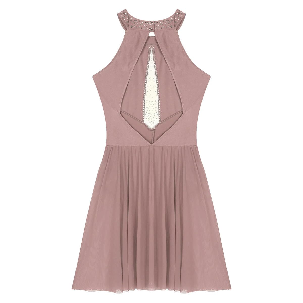 Vestido de gimnasia artística para mujer, con letras líricas, de malla, fruncido, ajustado, para patinaje artístico, ballet, baile