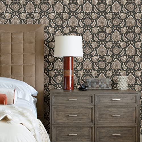 RoomMates Waverly Clifton Hall Charcoal Peel and Stick Wallpaper