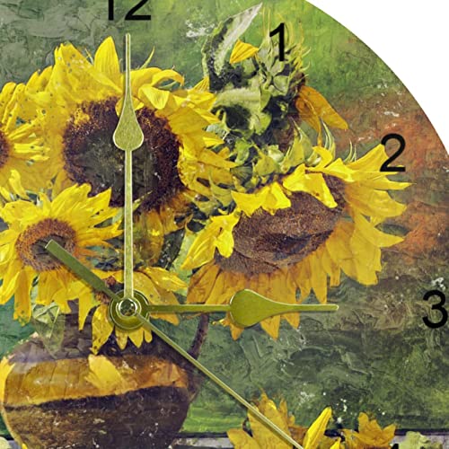 Horloge murale 25 cm chiffres arabes pendule ronde à pile fleurs - 3