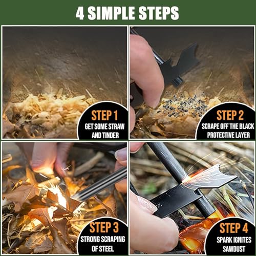 4-Pack-Ferro-Rod-Fire-Starter-Flint-Fire-Starter-Survival-Tool-Flint-and-Steel-Fire-Starter-Kit-6-in-1-Portable-Ferro-Rod-Striker-with-Paracord-Handlead-for-Campfires-Survival-Emergency-Kit