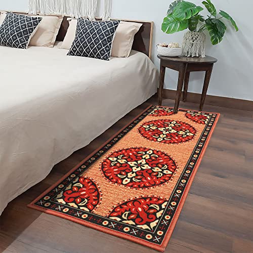 Image of THE HOME TALK Modern Polyester Area Rugs | Carpets for Living Room, Kitchen, Kid's Room, Bedroom | Microfiber Polyester Rugs | Shaggy Floor Carpet | Anti Skid Store (Red, 55x135 Cm)