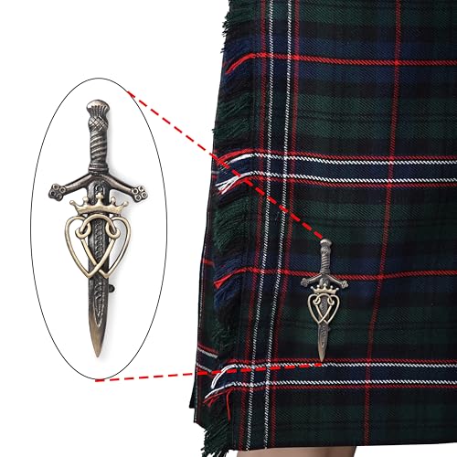 Luckenbooth Celtic Interlace Scottish Kilt Pin Traditional Love Symbol Rust Free Brass - 4 Inch4