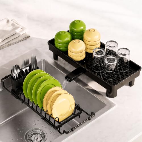 Over Sink Dish Drying Rack - Expandable 14"-22" Small Dish Drainer
