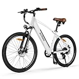 ACTBEST Core Electric Bike for Adults - Peak 1000W Brushless Motor Ebike, 468&500Wh Removable Built in Battery 26&27.5X2.1 Tire Step Over Bicycle with 7 Speed, Commute E Bikes,White
