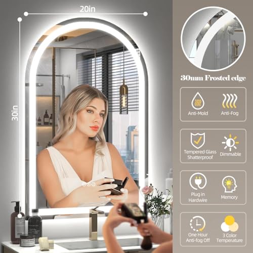 Image of 20x30 Inch Arched LED Bathroom Mirror