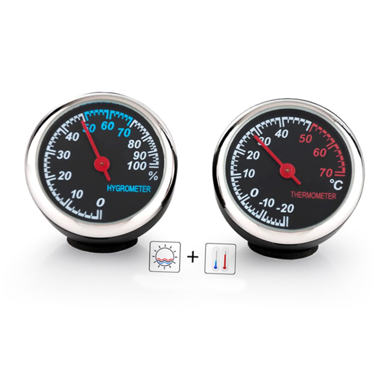 Mobestech 2 Piezas Reloj Luminoso Medidor De Humedad Suministros De Coche Decoraciones Del Tablero Del Auto Higrómetro Mecánico Higrómetro De Coche Resistencia a Altas Temperaturas