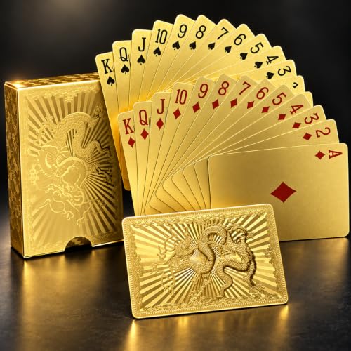Playing Cards, Golden Dragon Poker Deck, Themed Card Deck, Poker Size with Standard Index and Smooth Finish for Rummy, Euchre, Canasta, Pinochle, Game Night, Parties and Travel