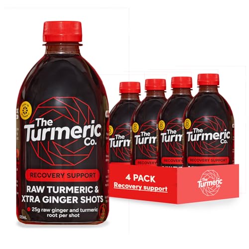The Turmeric Co. Extra Strong Ginger & Turmeric Shots | 28 Shots | Powerful Immune Defence Support | Natural Vegan Cold-Pressed Ingredients | Month Supply 4x420ml Dosing Bottles | No Added Sugar