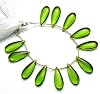 1 Strand Natural Green Peridot Color Hydro Quartz Smooth 10x25MM Approx. Long Pear Shape Briolettes Beads 7.5" Long #2