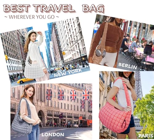 Bolsa tipo Hobo acolchada de nylon ligera grande miniatura 3