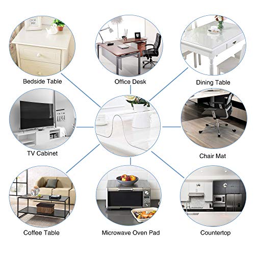 Etechmart 36 X 62 Inch Clear Table Cover Protector, 1.5Mm Thick Custom Pvc Table Cover Tablecloth, Plastic Desk Pad Mat, Waterproof Vinyl Table Top Protector For Kitchen, Coffee Table, Writing Desk #TOP6