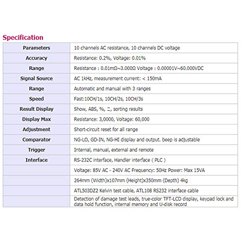AT5210 Multichannel Battery Tester Internal Resistance Meter With 10