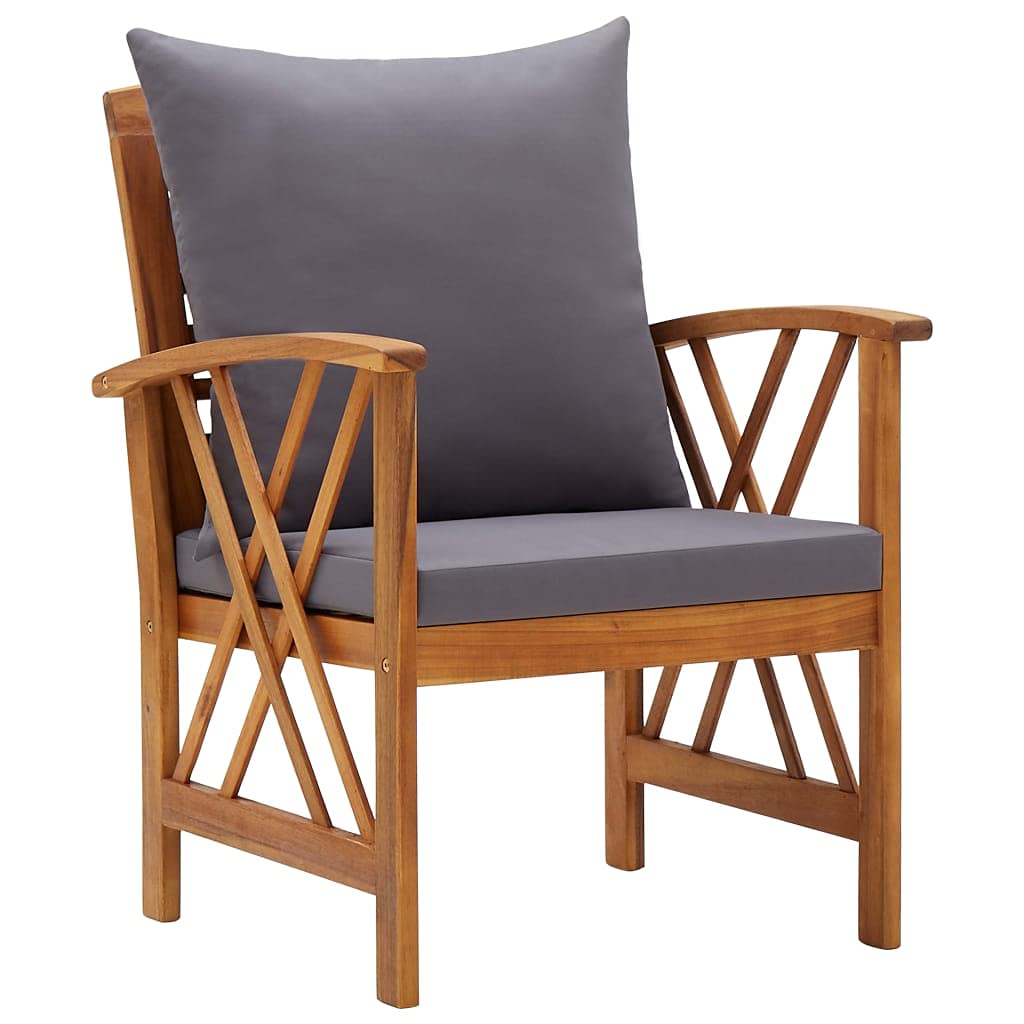 vidaXL 2X Madera Maciza Acacia Sillas de Jardín con Cojines Asiento Mobiliario Muebles Cocina Hogar Comedor Restaurante Exterior con Respaldo