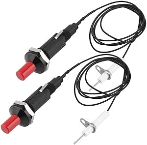 Piezo Plancha XAVSWRDE 2 PCS Boutons D'Allumage Piézo En Plastique Allumages Piézo Electriques Briquets à Bouton-Poussoir Avec Aiguille D' Allumage Et Cable De 100cm Pour Cuisinière Four à Gaz Barbecue Piezo Barbecue - 10
