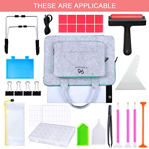 PP OPOUNT 31Pcs A4 LED Light Pad Kit with Diamond Painting A4 LED Light Board, Felt Hand Held Bag, Roller, Stand Holder, Diamond Embroidery Box and Diamond Painting Tools for Diamond Painting - Thumbnail 7