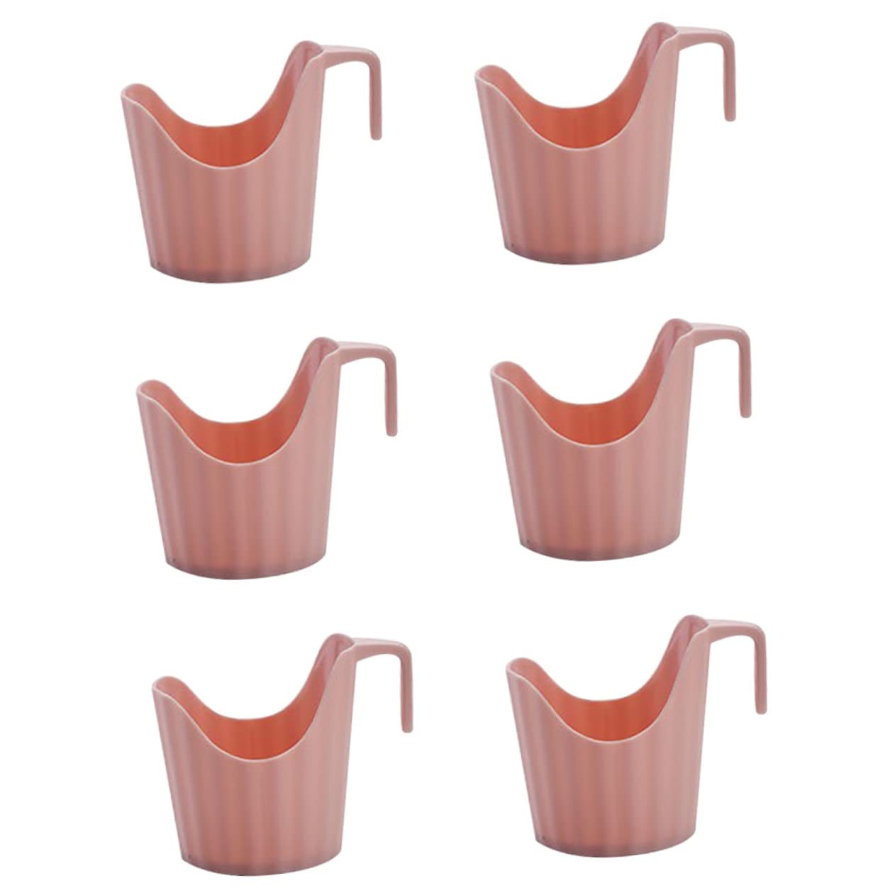 BUGUUYO 6pcs Disposable Paper Tea Cup Holders Anti-scalding Insulated Cup Sleeves Multifunctional Desktop Mug Holders for Office and Home Use Pink